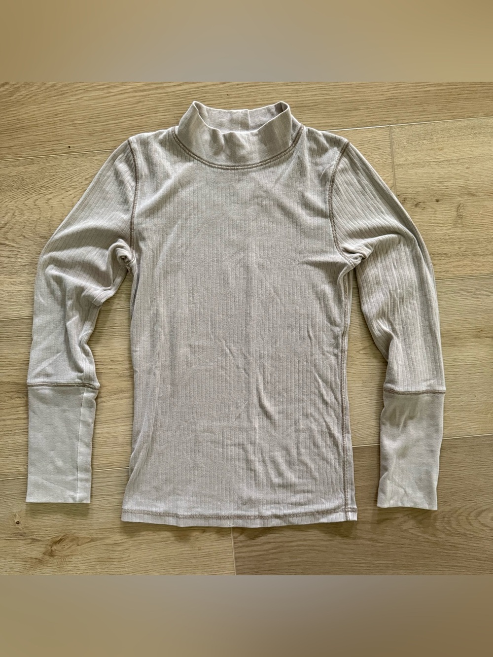 Free People Intimately Ribbed Mock Neck Top Taupe Size Small